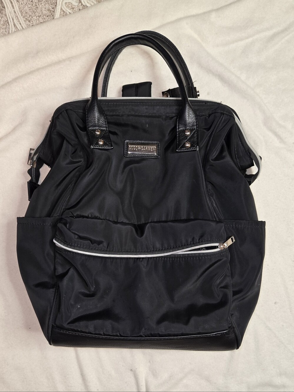 Coco + Carmen Black Nylon Tote Backpack with Logo Patch‎